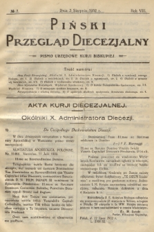 Piński Przegląd Diecezjalny : pismo urzędowe Kurji Biskupiej. R.8, 1932, no 7