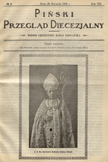 Piński Przegląd Diecezjalny : pismo urzędowe Kurji Biskupiej. R.8, 1932, no 8