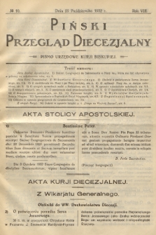 Piński Przegląd Diecezjalny : pismo urzędowe Kurji Biskupiej. R.8, 1932, no 10