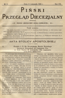 Piński Przegląd Diecezjalny : pismo urzędowe Kurji Biskupiej. R.8, 1932, no 11