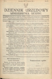 Dziennik Urzędowy Ministerstwa Skarbu. 1922, nr 1