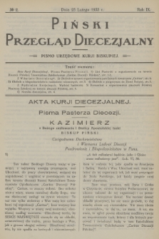 Piński Przegląd Diecezjalny : pismo urzędowe Kurji Biskupiej. R.9, 1933, no 2