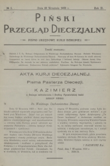 Piński Przegląd Diecezjalny : pismo urzędowe Kurji Biskupiej. R.9, 1933, no 5