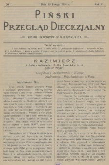 Piński Przegląd Diecezjalny : pismo urzędowe Kurji Biskupiej. R.10, 1934, no 1