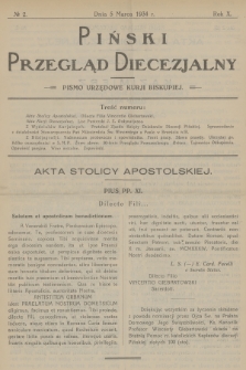 Piński Przegląd Diecezjalny : pismo urzędowe Kurji Biskupiej. R.10, 1934, no 2