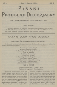 Piński Przegląd Diecezjalny : pismo urzędowe Kurji Biskupiej. R.10, 1934, no 7