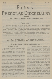 Piński Przegląd Diecezjalny : pismo urzędowe Kurji Biskupiej. R.10, 1934, no 8