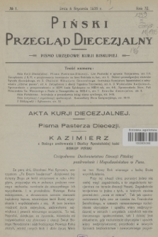 Piński Przegląd Diecezjalny : pismo urzędowe Kurji Biskupiej. R.11, 1935, no 1