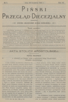 Piński Przegląd Diecezjalny : pismo urzędowe Kurji Biskupiej. R.11, 1935, no 4