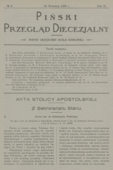 Piński Przegląd Diecezjalny : pismo urzędowe Kurji Biskupiej. R.11, 1935, no 8