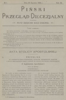 Piński Przegląd Diecezjalny : pismo urzędowe Kurji Biskupiej. R.12, 1936, no 1
