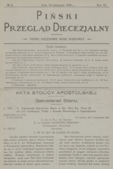 Piński Przegląd Diecezjalny : pismo urzędowe Kurii Biskupiej. R.12, 1936, no 8