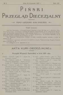 Piński Przegląd Diecezjalny : pismo urzędowe Kurii Biskupiej. R.13, 1937, no 3