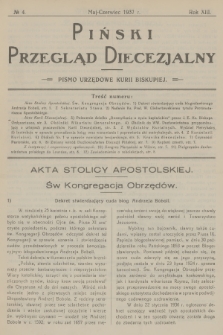 Piński Przegląd Diecezjalny : pismo urzędowe Kurii Biskupiej. R.13, 1937, no 4