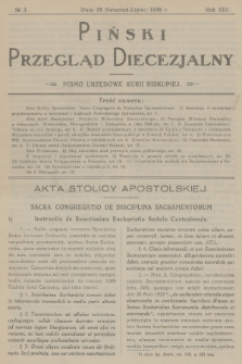 Piński Przegląd Diecezjalny : pismo urzędowe Kurii Biskupiej. R.14, 1938, no 3