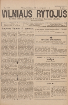 Vilniaus Rytojus : savaitinis politikos, visuomenės ir literatūros iliustruotas laikraštis : išeina šeštadieniais. 1929, nr 44