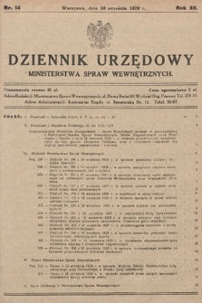 Dziennik Urzędowy Ministerstwa Spraw Wewnętrznych. 1929, nr 14