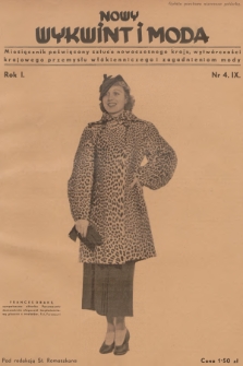 Nowy Wykwint i Moda : miesięcznik poświęcony sztuce nowoczesnego kroju, wytwórczości krajowego przemysłu włókienniczego i zagadnieniom mody. R.1, 1937, nr 4