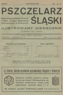 Pszczelarz Śląski : organ Śląskiej Hodowli Pszczół : ilustrowany miesięcznik. R.1, 1928, nr 8-9