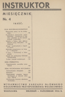 Instruktor : wydawnictwo Zarządu Głównego Kolejowego Przysposobienia Wojskowego. [R.1], 1936, nr 4