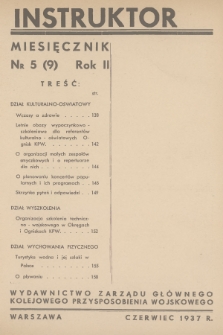 Instruktor : wydawnictwo Zarządu Głównego Kolejowego Przysposobienia Wojskowego. R.2, 1937, nr 5(9)