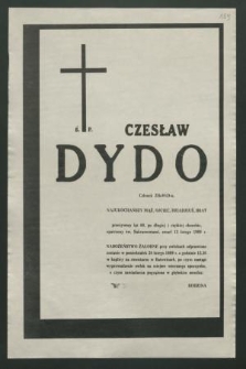 Ś. p. Czesław Dydo członek ZBoWiD-u [...] zmarł 12 lutego 1989 r. [...]