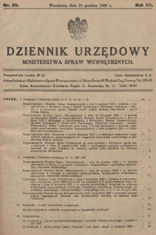 Dziennik Urzędowy Ministerstwa Spraw Wewnętrznych. 1929, nr 20