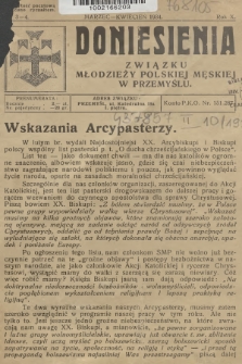 Doniesienia Związku Młodzieży Polskiej Męskiej w Przemyślu. R.10, 1934, nr 3-4
