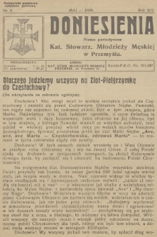 Doniesienia Kat.[olickiego] Stowarz.[yszenia] Młodzieży Męskiej w Przemyślu : pismo periodyczne. R.14, 1938, nr 5