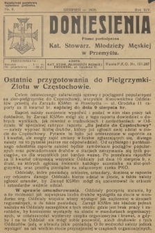 Doniesienia Kat.[olickiego] Stowarz.[yszenia] Młodzieży Męskiej w Przemyślu : pismo periodyczne. R.14, 1938, nr 8