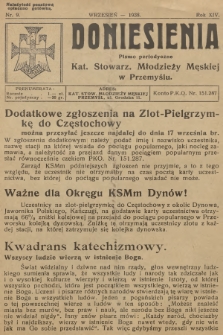 Doniesienia Kat.[olickiego] Stowarz.[yszenia] Młodzieży Męskiej w Przemyślu : pismo periodyczne. R.14, 1938, nr 9