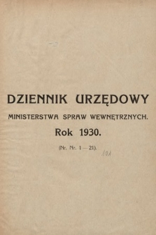 Dziennik Urzędowy Ministerstwa Spraw Wewnętrznych. 1930, skorowidz alfabetyczny
