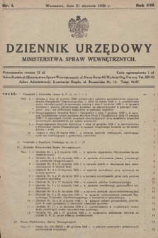 Dziennik Urzędowy Ministerstwa Spraw Wewnętrznych. 1930, nr 1