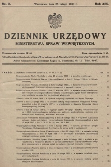 Dziennik Urzędowy Ministerstwa Spraw Wewnętrznych. 1930, nr 3