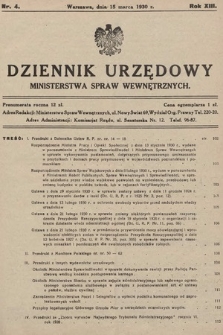 Dziennik Urzędowy Ministerstwa Spraw Wewnętrznych. 1930, nr 4