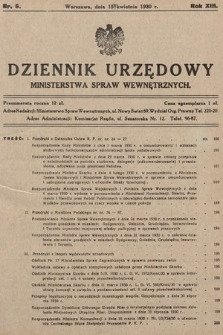 Dziennik Urzędowy Ministerstwa Spraw Wewnętrznych. 1930, nr 6