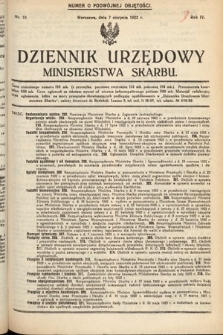 Dziennik Urzędowy Ministerstwa Skarbu. 1922, nr 19