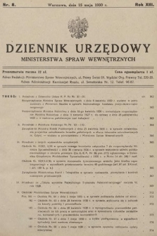 Dziennik Urzędowy Ministerstwa Spraw Wewnętrznych. 1930, nr 8