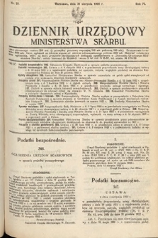 Dziennik Urzędowy Ministerstwa Skarbu. 1922, nr 21