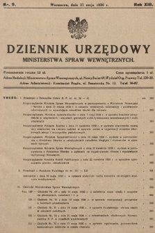 Dziennik Urzędowy Ministerstwa Spraw Wewnętrznych. 1930, nr 9