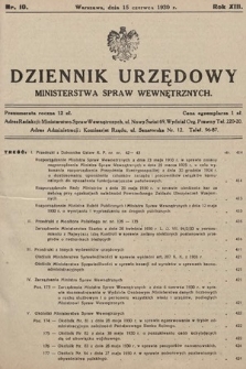 Dziennik Urzędowy Ministerstwa Spraw Wewnętrznych. 1930, nr 10