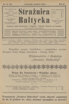 Strażnica Bałtycka : centralny organ powstańców i wojaków i oficerów rezerwy na Pomorzu. R.3, 1926, nr 12