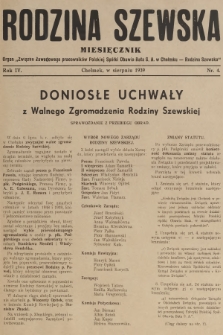 Rodzina Szewska : organ „Związku Zawodowego Pracowników Polskiej Spółki Obuwia Bata S. A. w Chełmku - Rodzina Szewska”. R.4, 1939, nr 4