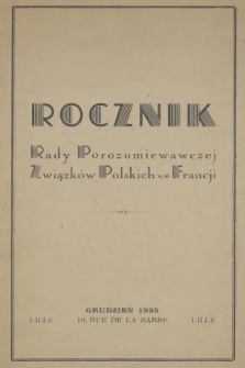 Rocznik Rady Porozumiewawczej Związków Polskich we Francji. 1935