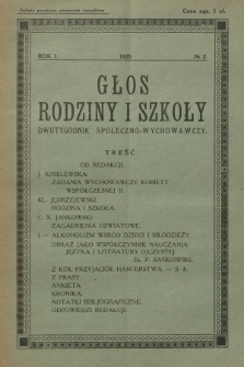 Głos Rodziny i Szkoły : dwutygodnik społeczno-wychowawczy. R.1, 1925, nr 2