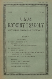 Głos Rodziny i Szkoły : dwutygodnik społeczno-wychowawczy. R.1, 1925, nr 3-4