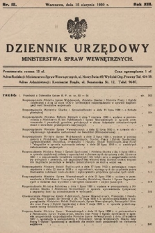Dziennik Urzędowy Ministerstwa Spraw Wewnętrznych. 1930, nr 12