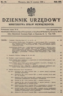 Dziennik Urzędowy Ministerstwa Spraw Wewnętrznych. 1930, nr 14