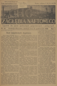 Echo Zagłębia Naftowego : tygodnik dla spraw społecznych, gospodarczych i politycznych. R.1, 1929, nr 34