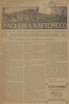 Echo Zagłębia Naftowego : tygodnik dla spraw społecznych, gospodarczych i politycznych. R.1, 1929, nr 35